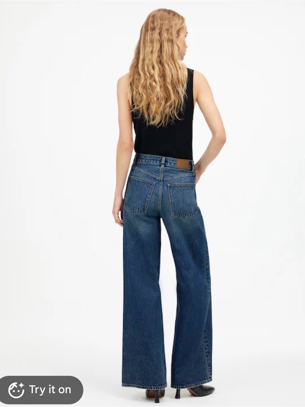 Madewell Dark Blue High-Rise Wide Leg Jeans